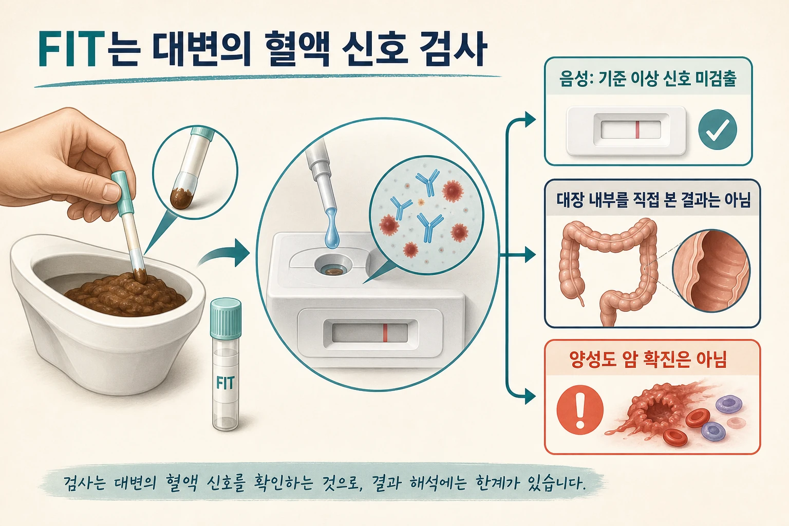 대변의 혈액 신호를 찾는 FIT와 장 안을 직접 보는 검사의 차이
