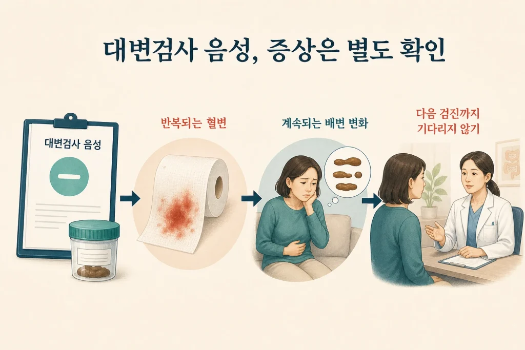 음성 대변검사 뒤에도 혈변과 배변 변화가 지속되면 진료받는 설명