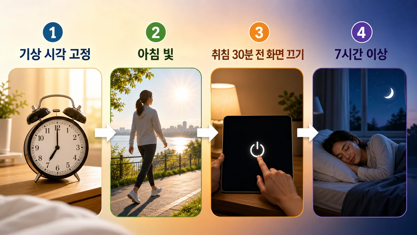 일정한 기상과 취침 전 습관 안내
