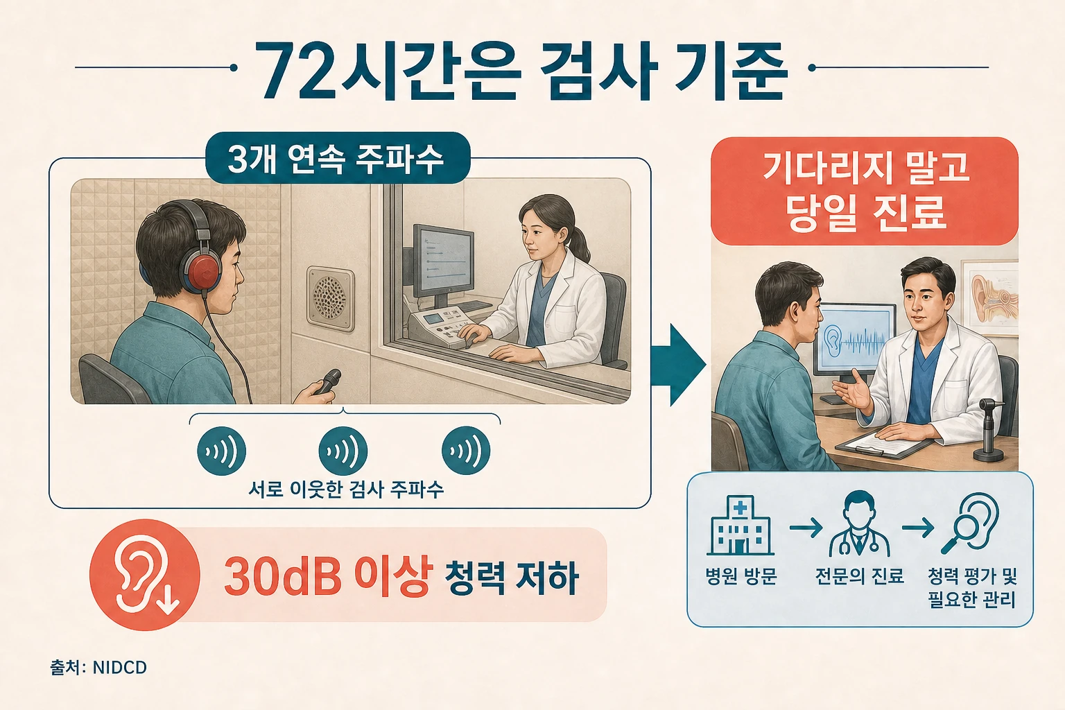 72시간·연속 세 주파수·30데시벨은 기다리는 시간이 아닌 검사 기준