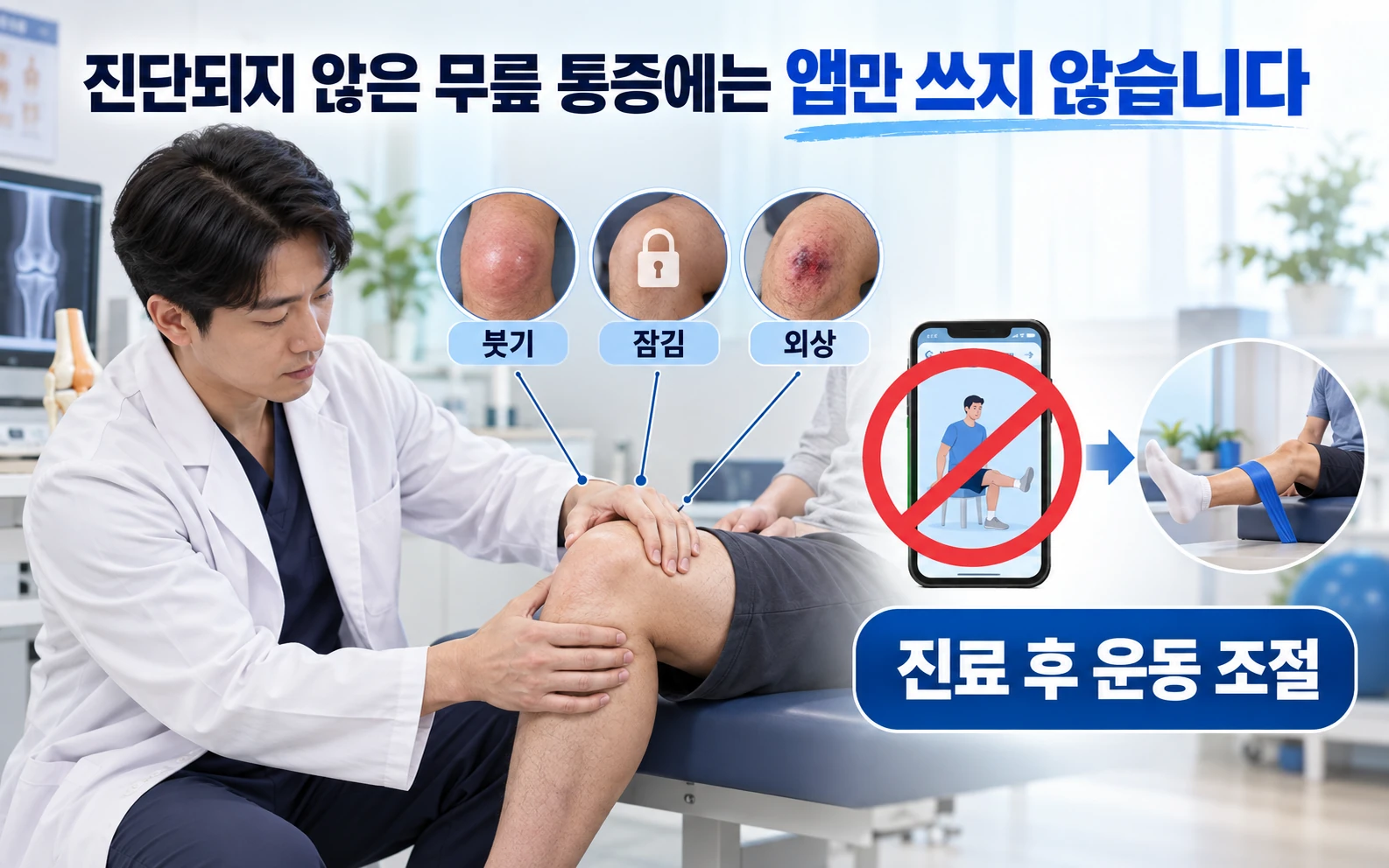 진단되지 않은 무릎 통증에는 앱만 쓰지 않습니다