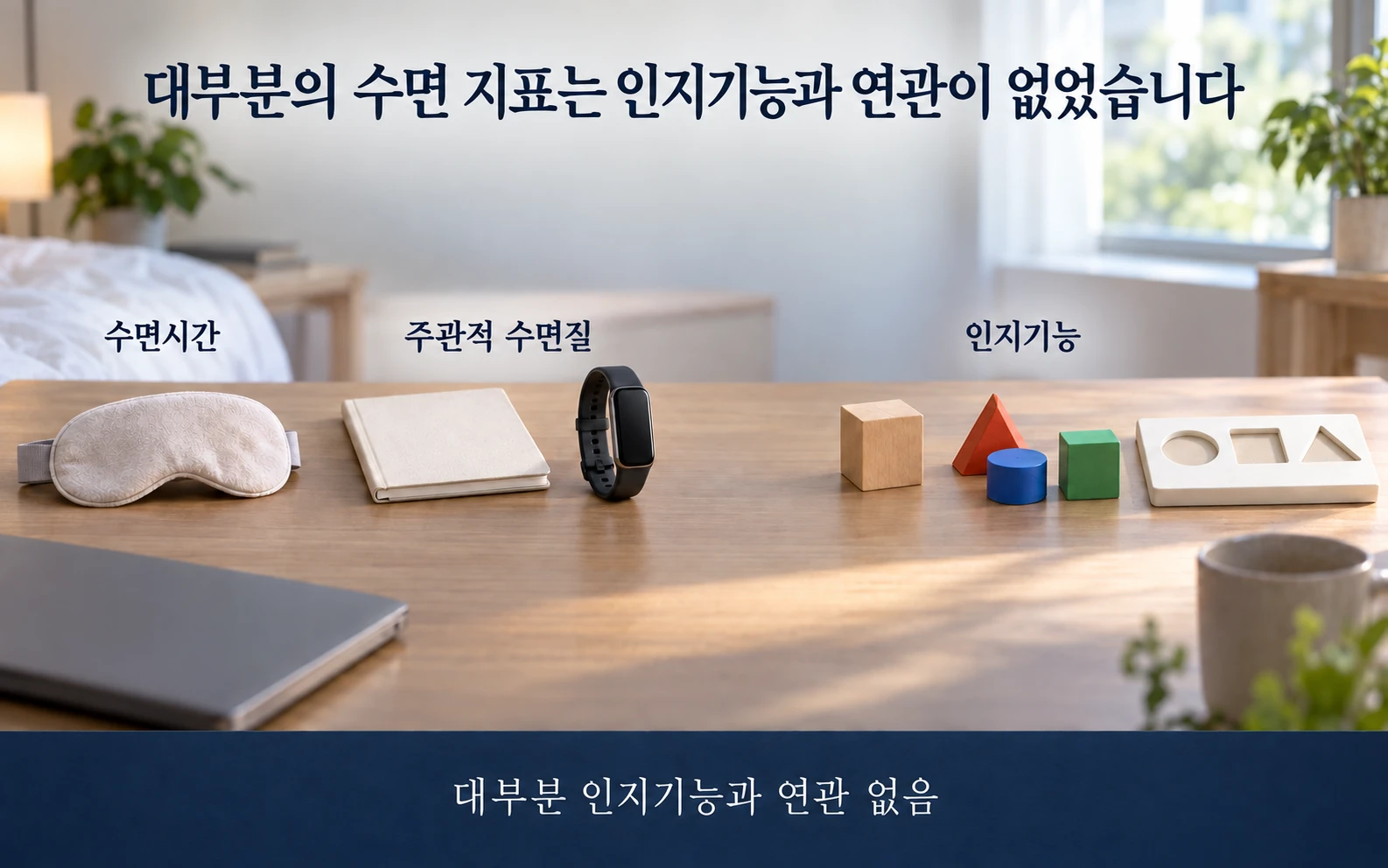 대부분의 수면 지표와 인지기능 무연관
