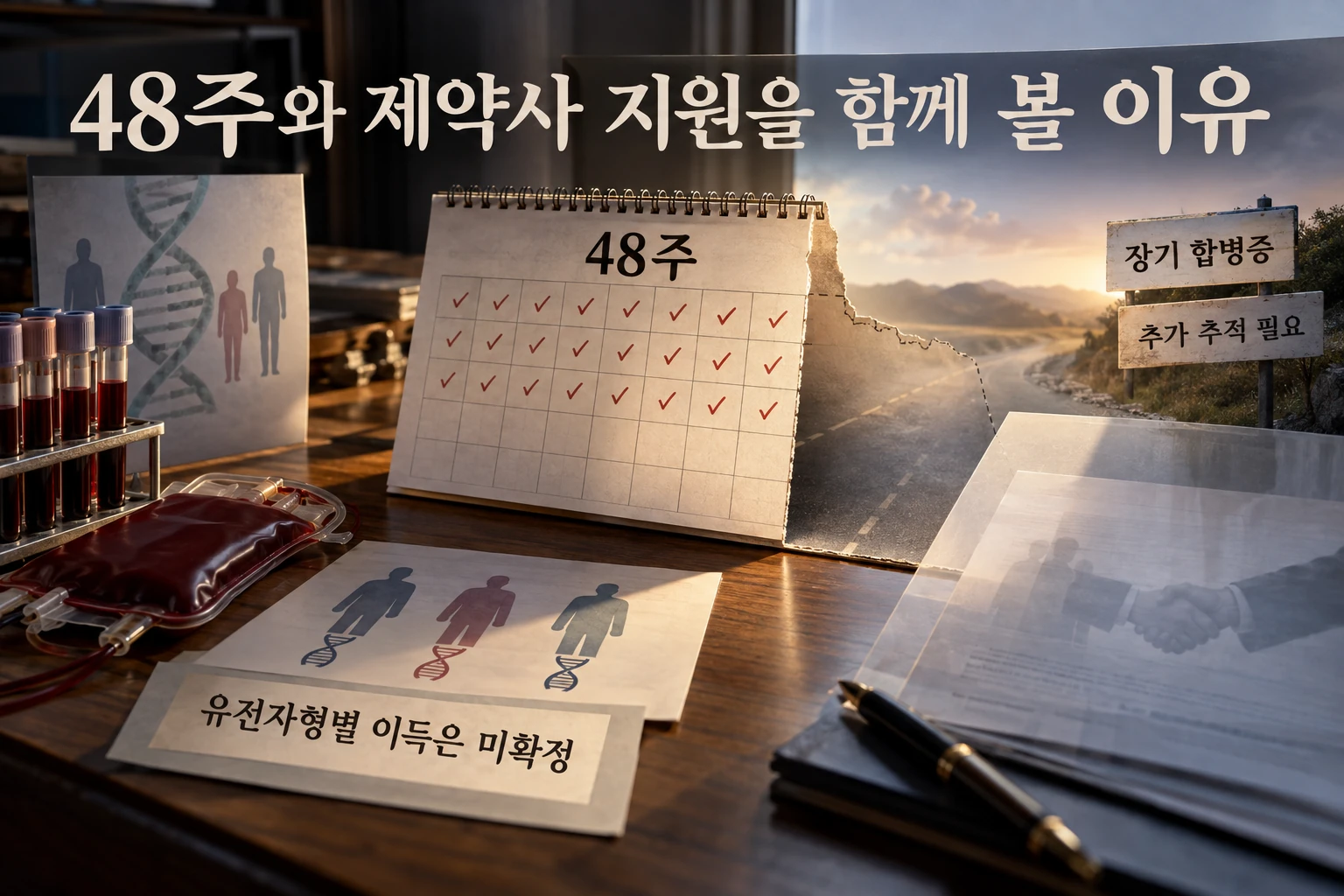 수혈 의존성 지중해빈혈, 먹는 미타피밧이 수혈 부담을 줄였을까 연구 결과와 적용 한계를 보여주는 5번째 인포그래픽