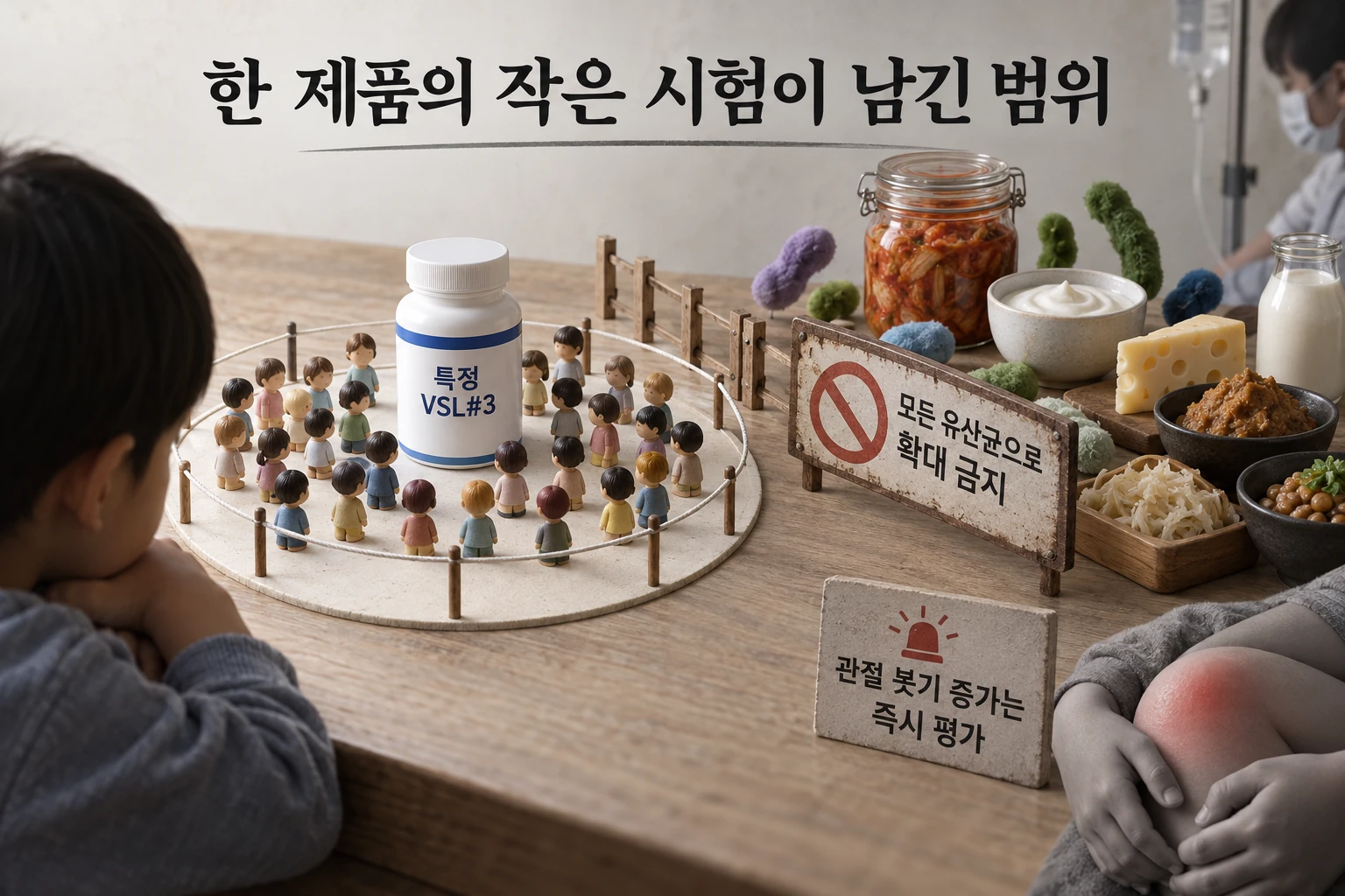 소아 특발성 관절염에 유산균, 장내 신호는 바뀌어도 증상은 좋아지지 않았습니다 연구 결과와 적용 한계를 보여주는 5번째 인포그래픽