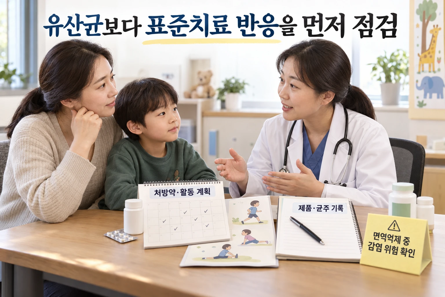 소아 특발성 관절염에 유산균, 장내 신호는 바뀌어도 증상은 좋아지지 않았습니다 연구 결과와 적용 한계를 보여주는 4번째 인포그래픽