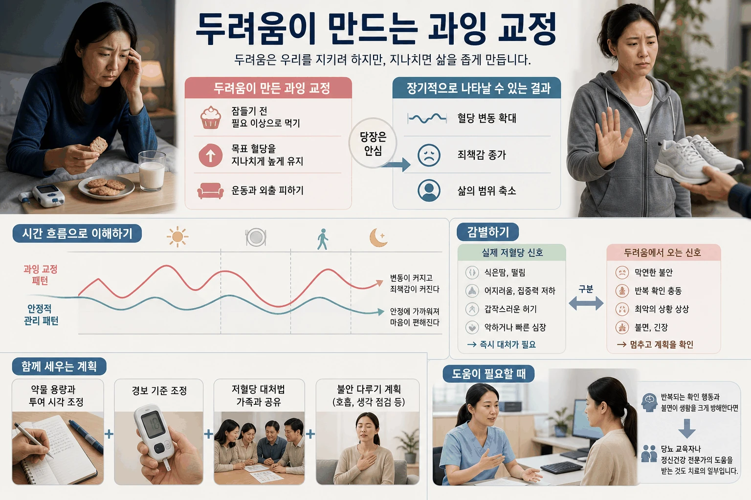 두려움이 만드는 과잉 교정 핵심 내용을 정리한 정보 그림