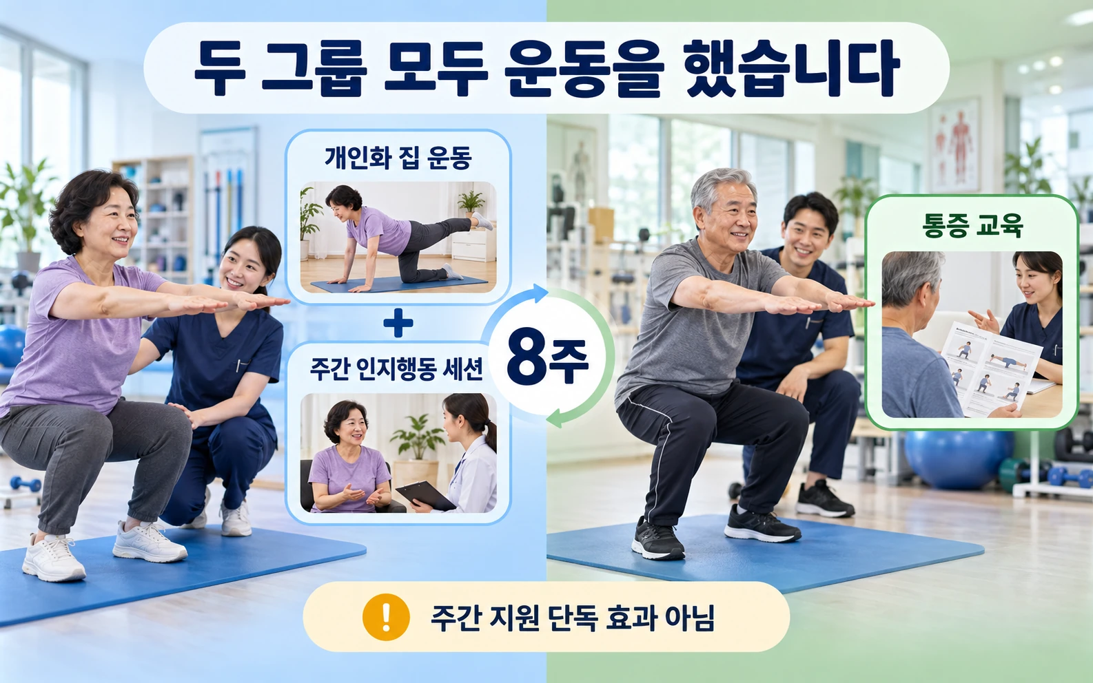 두 그룹 모두 운동을 했습니다