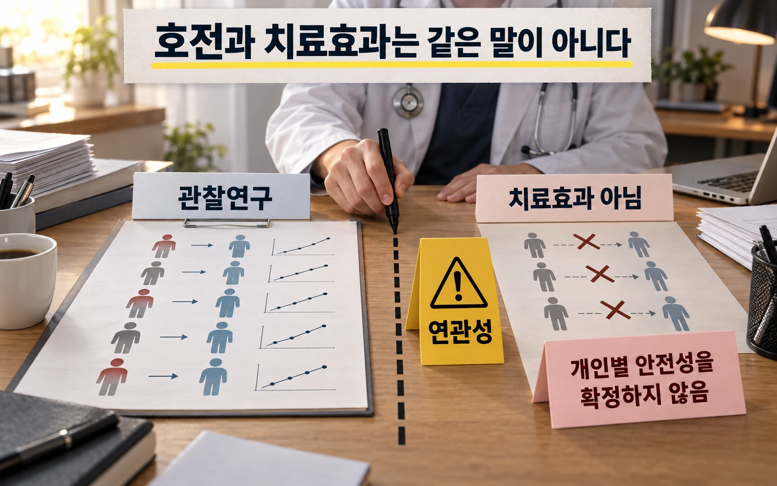 두 군이 호전돼도 치료효과가 입증된 것은 아니다의 근거와 적용 범위