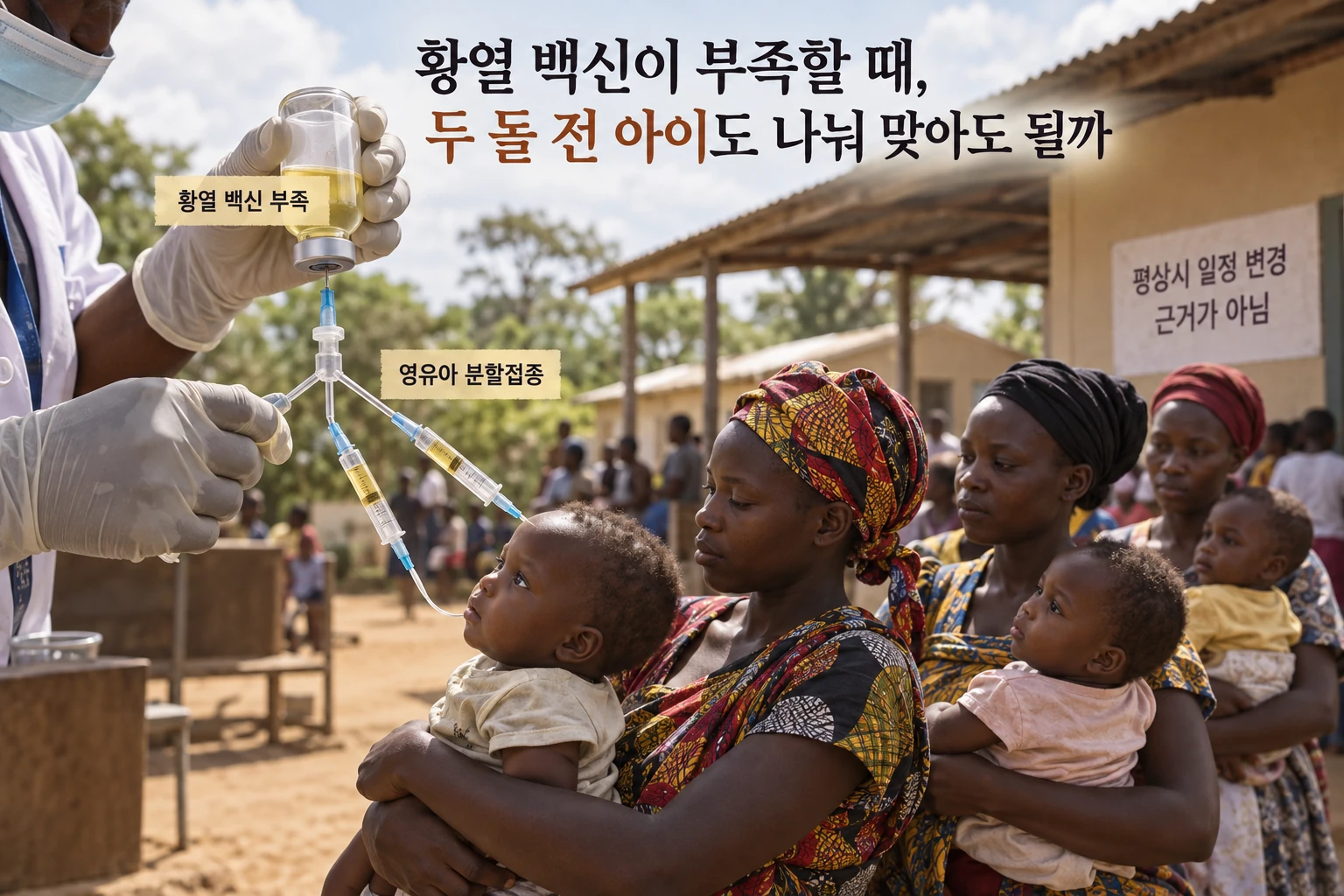 황열 백신이 부족할 때, 두 돌 전 아이도 나눠 맞아도 될까 연구 결과와 적용 한계를 보여주는 1번째 인포그래픽