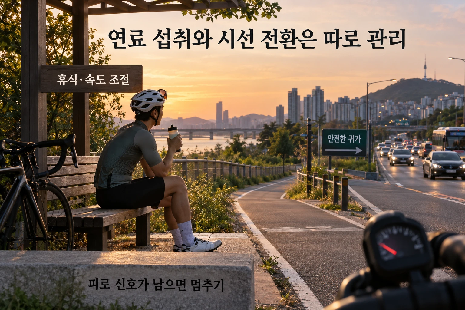 3시간 자전거를 탄 뒤 눈 움직임이 느려질 때, 탄수화물을 먹으면 막을 수 있을까 연구 결과와 적용 한계를 보여주는 4번째 인포그래픽