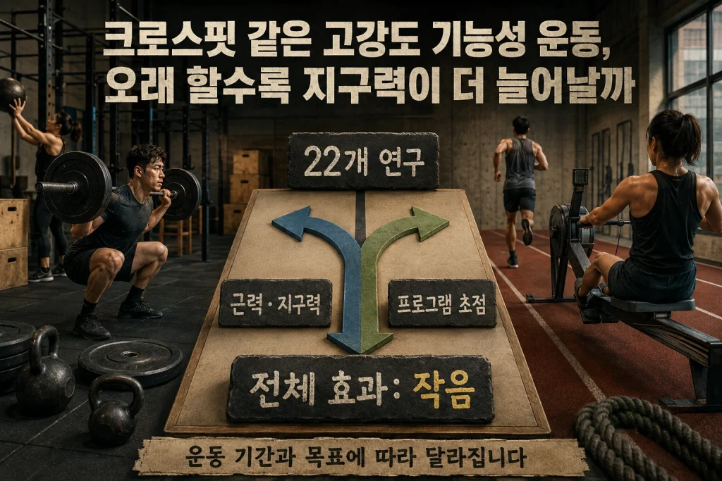 크로스핏 같은 고강도 기능성 운동, 오래 할수록 지구력이 더 늘어날까 핵심 내용을 보여주는 대표 이미지