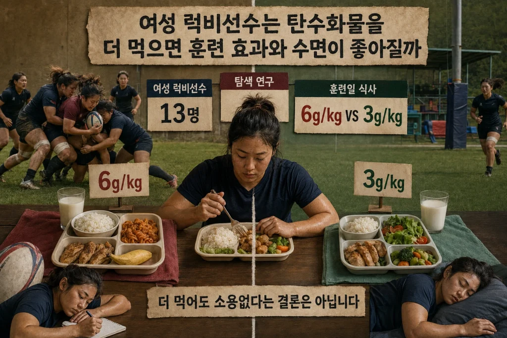 여성 럭비선수는 탄수화물을 더 먹으면 훈련 효과와 수면이 좋아질까 핵심 내용을 보여주는 대표 이미지