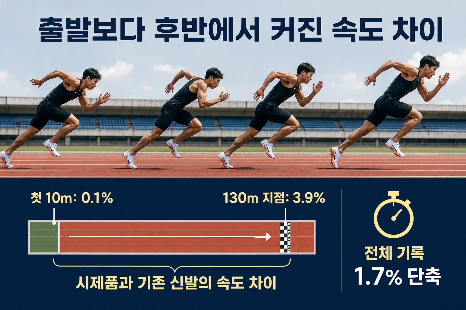 출발보다 후반에서 커진 차이의 비교와 판단 기준