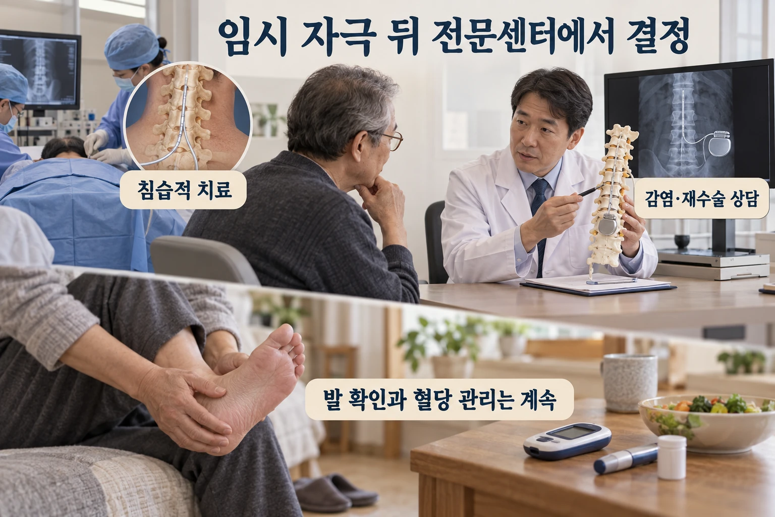 통증성 당뇨병 신경병증, 척수자극술은 통증뿐 아니라 감각도 좋아졌을까 연구 결과와 적용 한계를 보여주는 4번째 인포그래픽