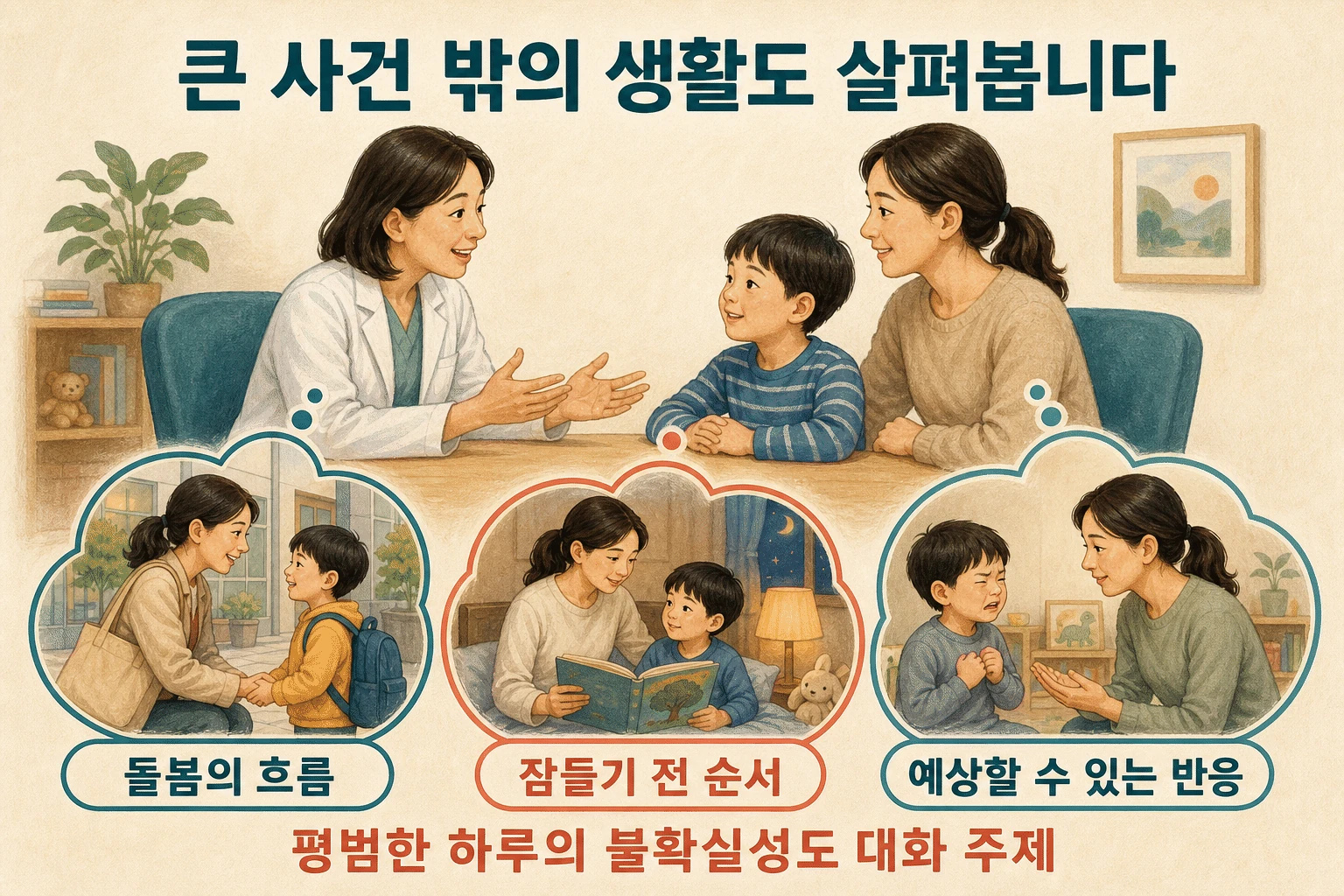 큰 사건 밖의 생활 스트레스 내용을 설명하는 건강 정보 그림