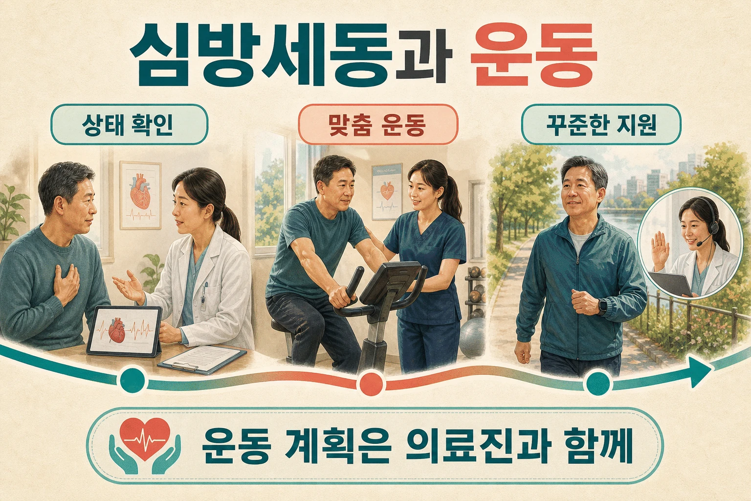 심방세동이 있어 운동이 겁난다면, 맞춤 운동의 가능성 핵심 내용을 보여주는 대표 이미지