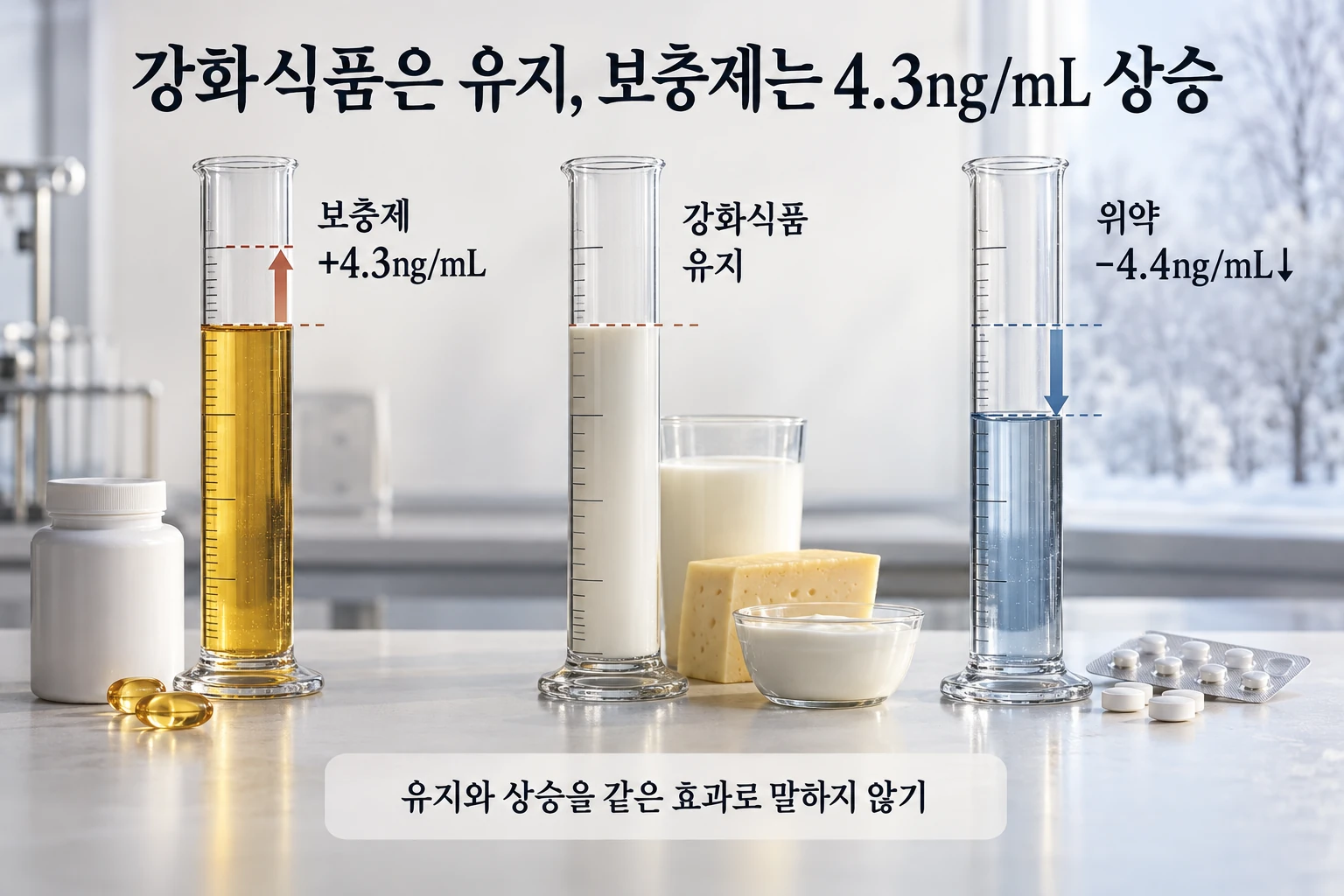 비타민 D 강화 달걀·닭고기, 겨울 수치 하락은 막았지만 보충제만큼 올리진 못했습니다 연구 결과와 적용 한계를 보여주는 3번째 인포그래픽