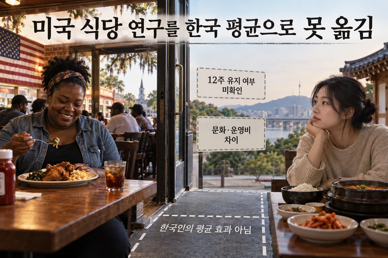 식단 수업과 한 끼 제공, 한 끼만 받을 때보다 체중이 더 줄었습니다 연구 결과와 적용 한계를 보여주는 5번째 인포그래픽
