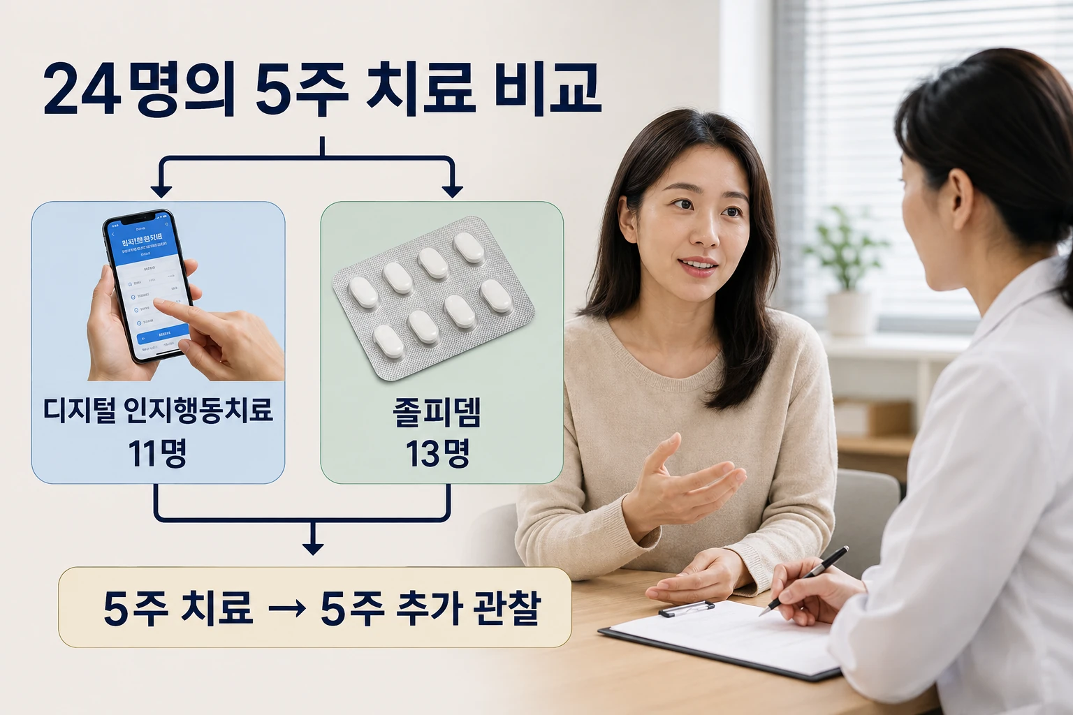 24명이 참여한 5주 치료의 비교와 판단 기준