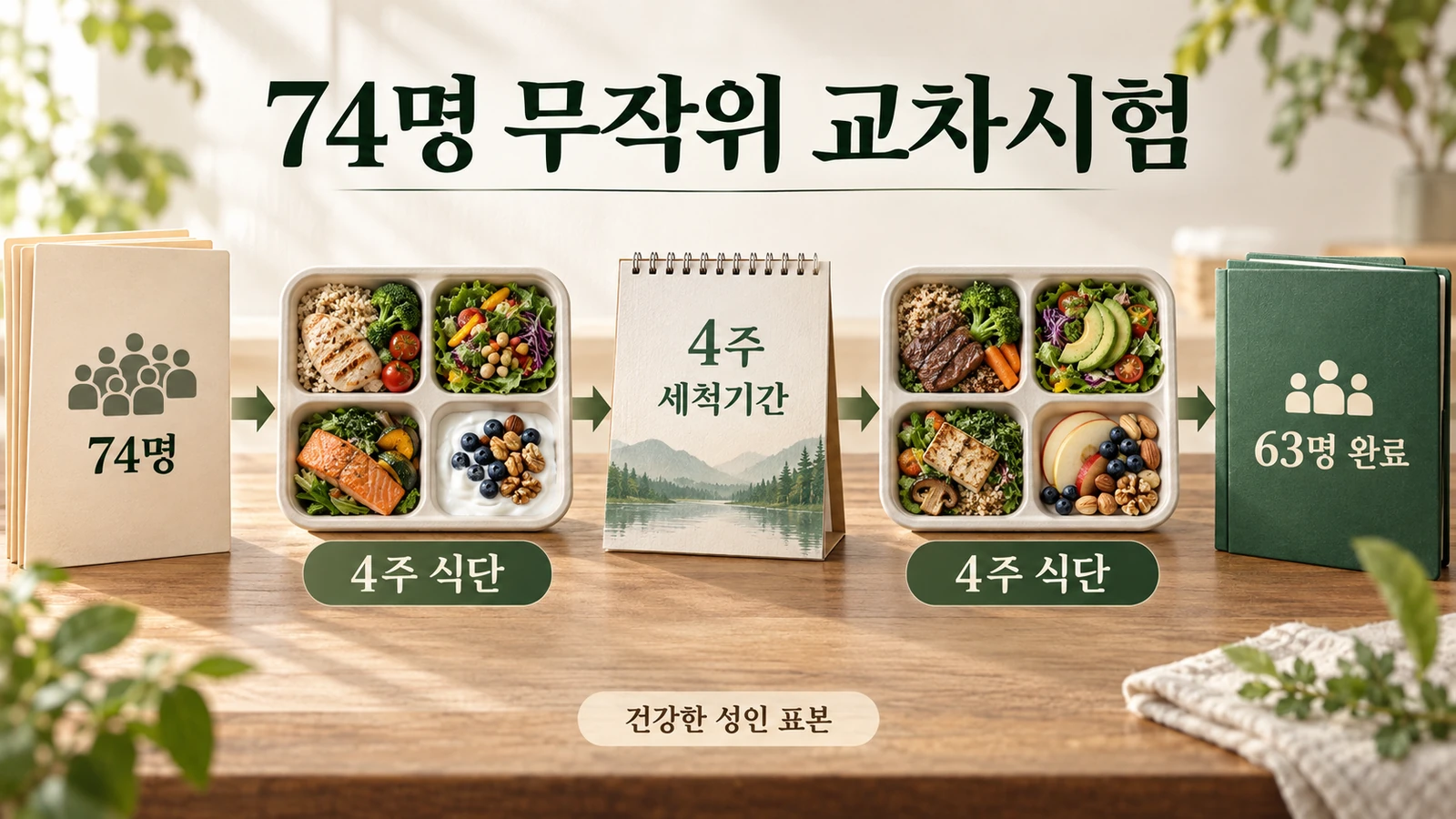 74명 교차시험의 식단과 휴지기 순서