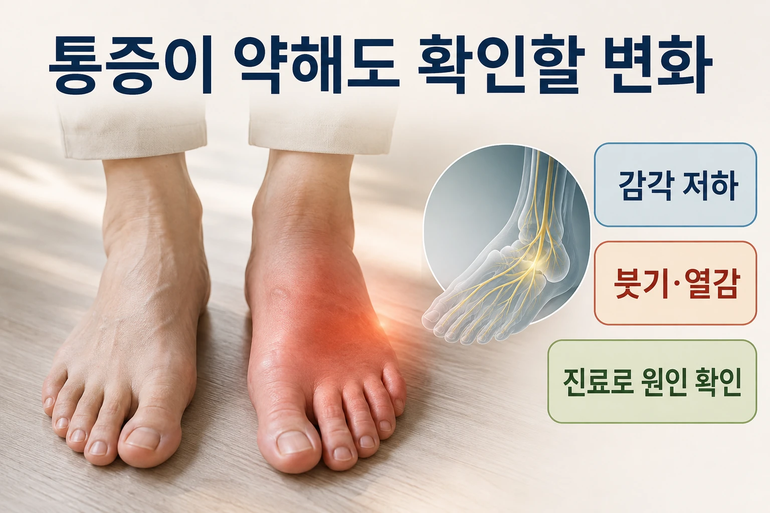 통증보다 먼저 보이는 발의 변화의 비교와 판단 기준