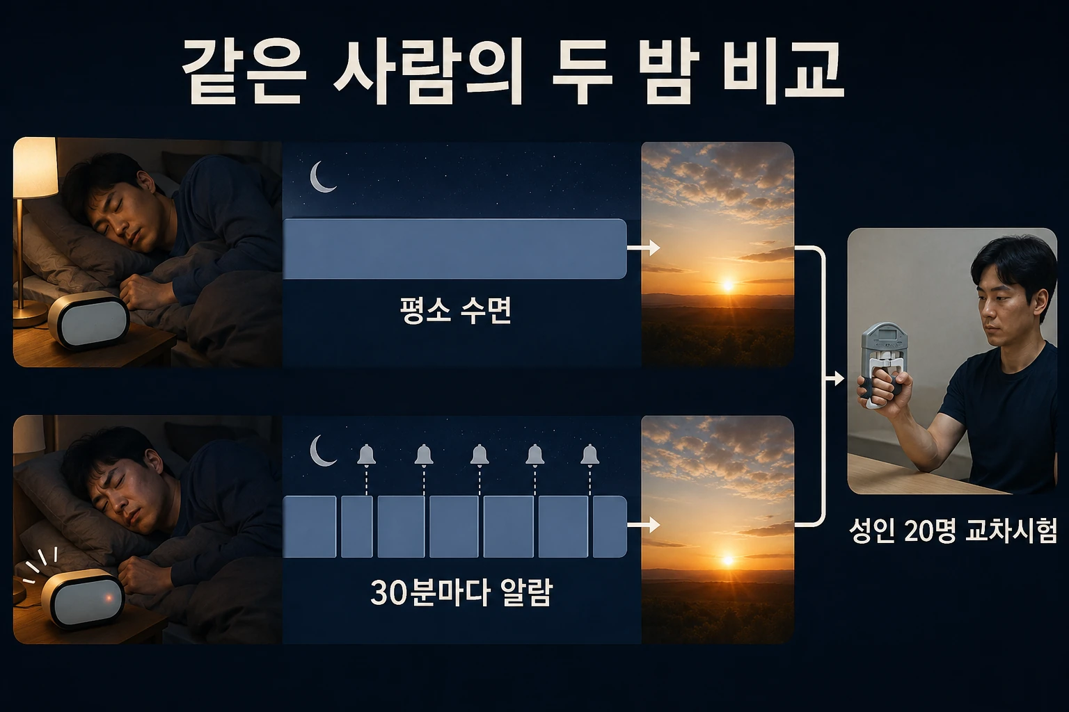 알람으로 잠을 끊은 하룻밤의 비교와 판단 기준