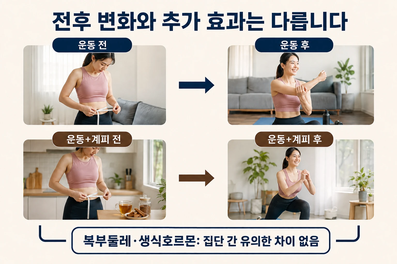 복부둘레에서는 뚜렷하지 않은 추가 효과의 비교와 판단 기준