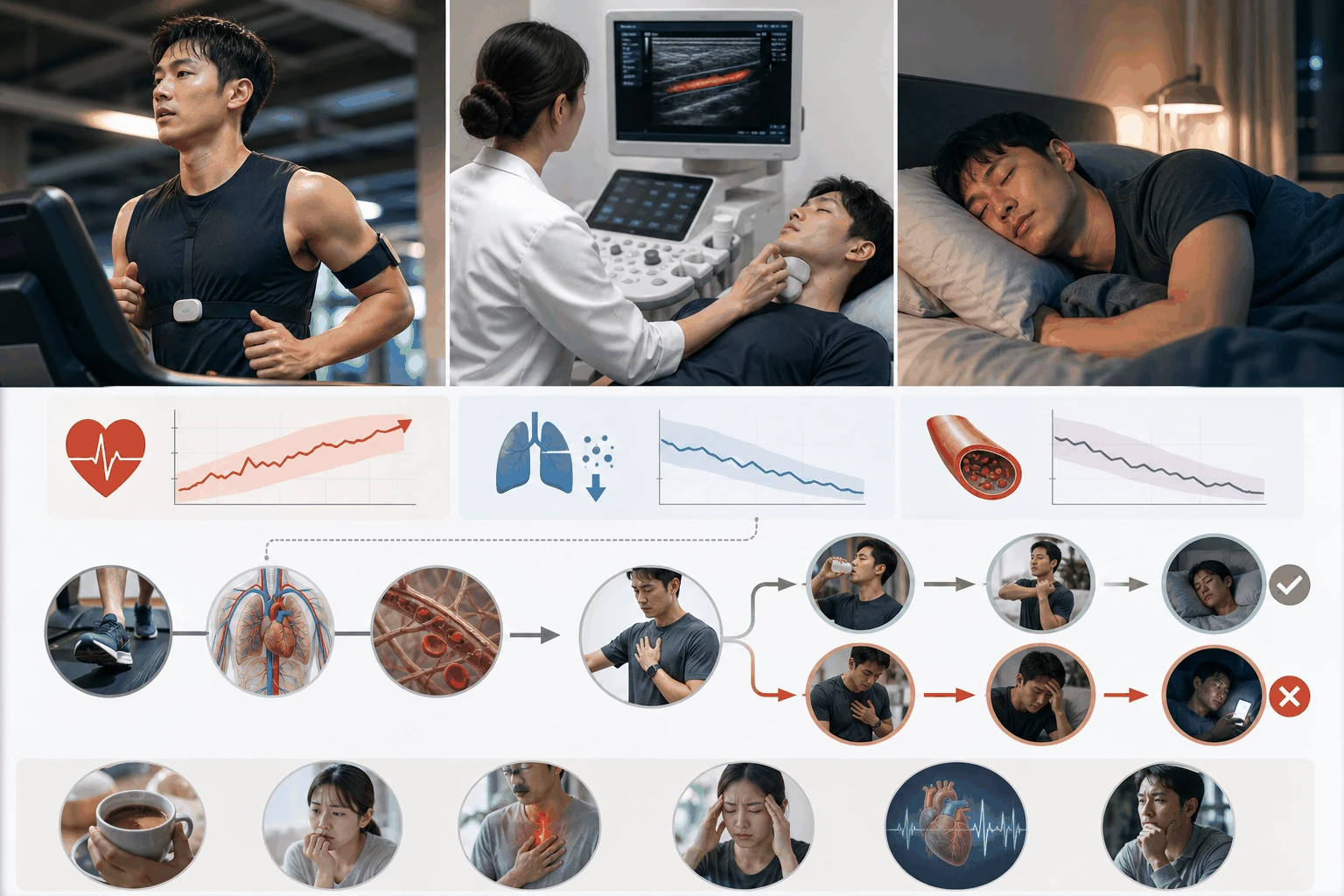 효과와 함께 움직인 몸의 반응의 핵심 내용을 보여주는 정보 이미지