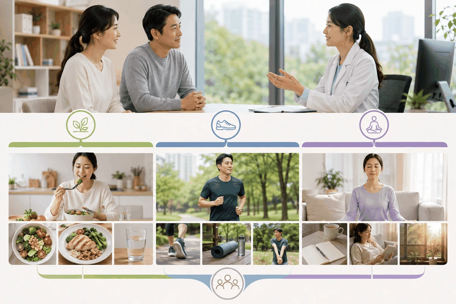 세 가지 생활 방식의 12주 비교의 핵심 내용을 보여주는 정보 이미지