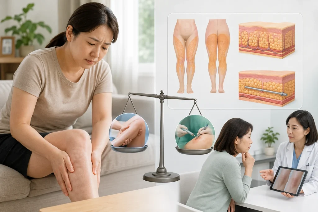 지방부종 통증, 지방흡입이 보존치료보다 효과가 클까