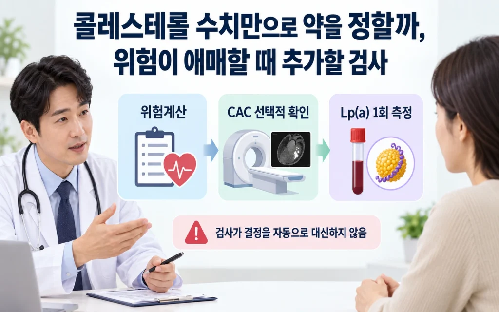 콜레스테롤 수치만으로 약을 정할까, 위험이 애매할 때 추가할 검사 핵심 요약