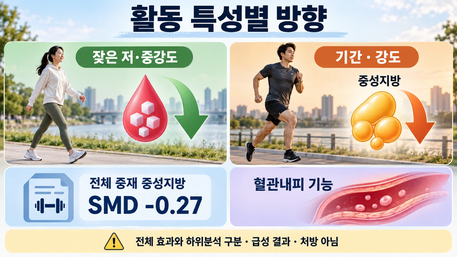 전체 중성지방 효과와 활동 특성별 방향
