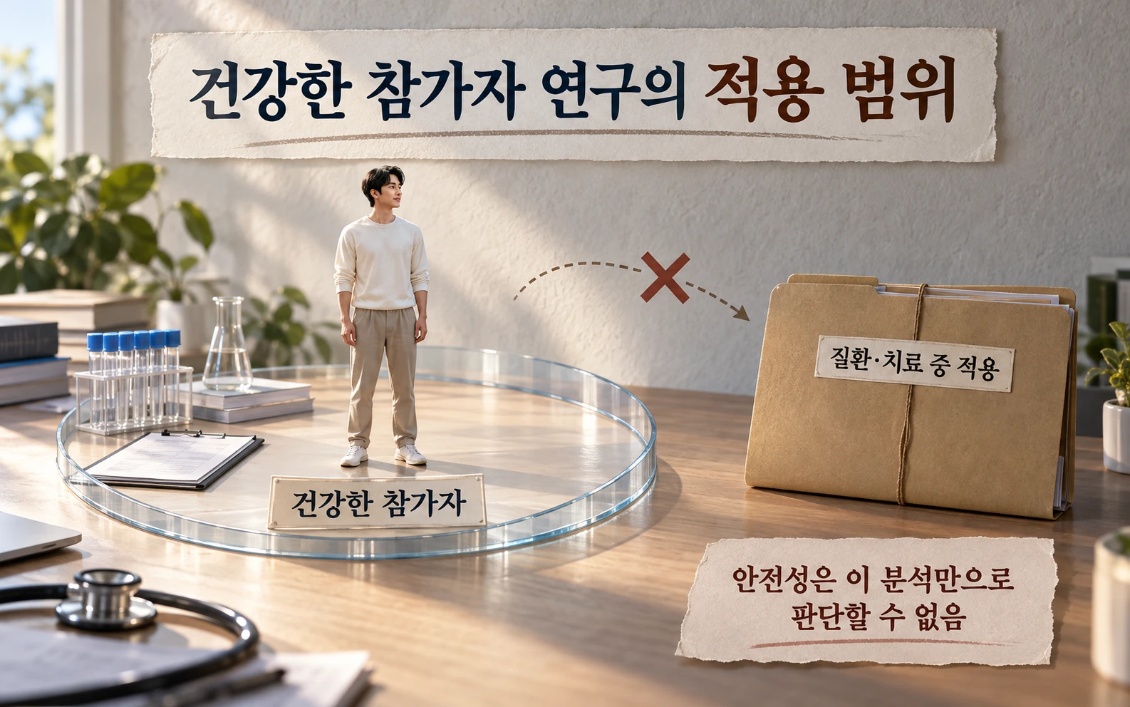 건강 참가자 연구를 질환 치료에 바로 적용할 수 없음