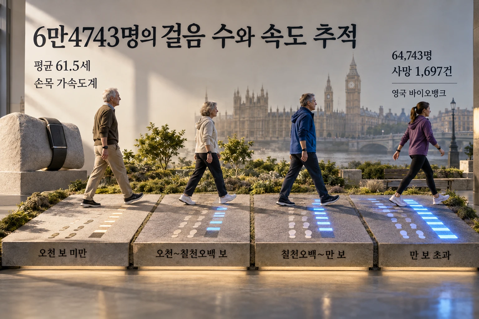 걸음 수가 적어도 속도를 높이면 달라집니다, 오천 보 미만에서 본 사망 위험 연구 결과와 적용 한계를 보여주는 2번째 인포그래픽