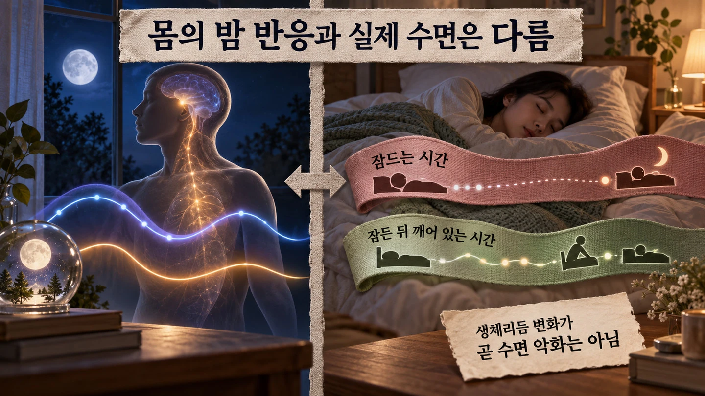 몸의 야간 생리 반응과 실제 수면 결과는 다르다는 연구 해석