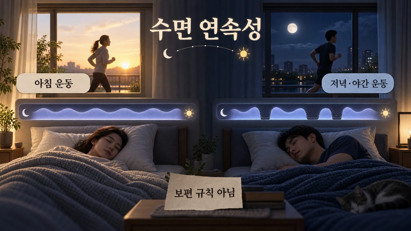 저녁 운동 뒤 수면 중 각성 차이와 보편 규칙이 아니라는 연구 한계