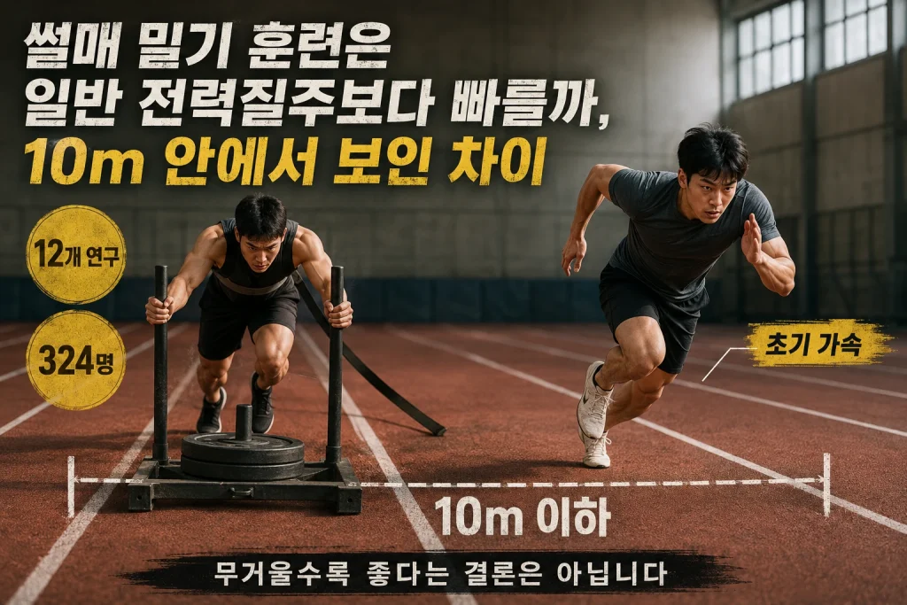 썰매 밀기 훈련은 일반 전력질주보다 빠를까, 10m 안에서 보인 차이 핵심 내용을 보여주는 대표 이미지
