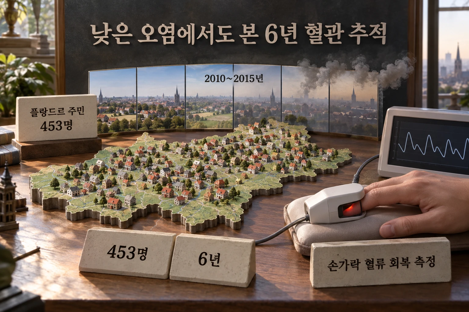 미세먼지가 낮아져도 혈관 반응은 달라졌습니다, 6년 추적의 변화 연구 결과와 적용 한계를 보여주는 2번째 인포그래픽