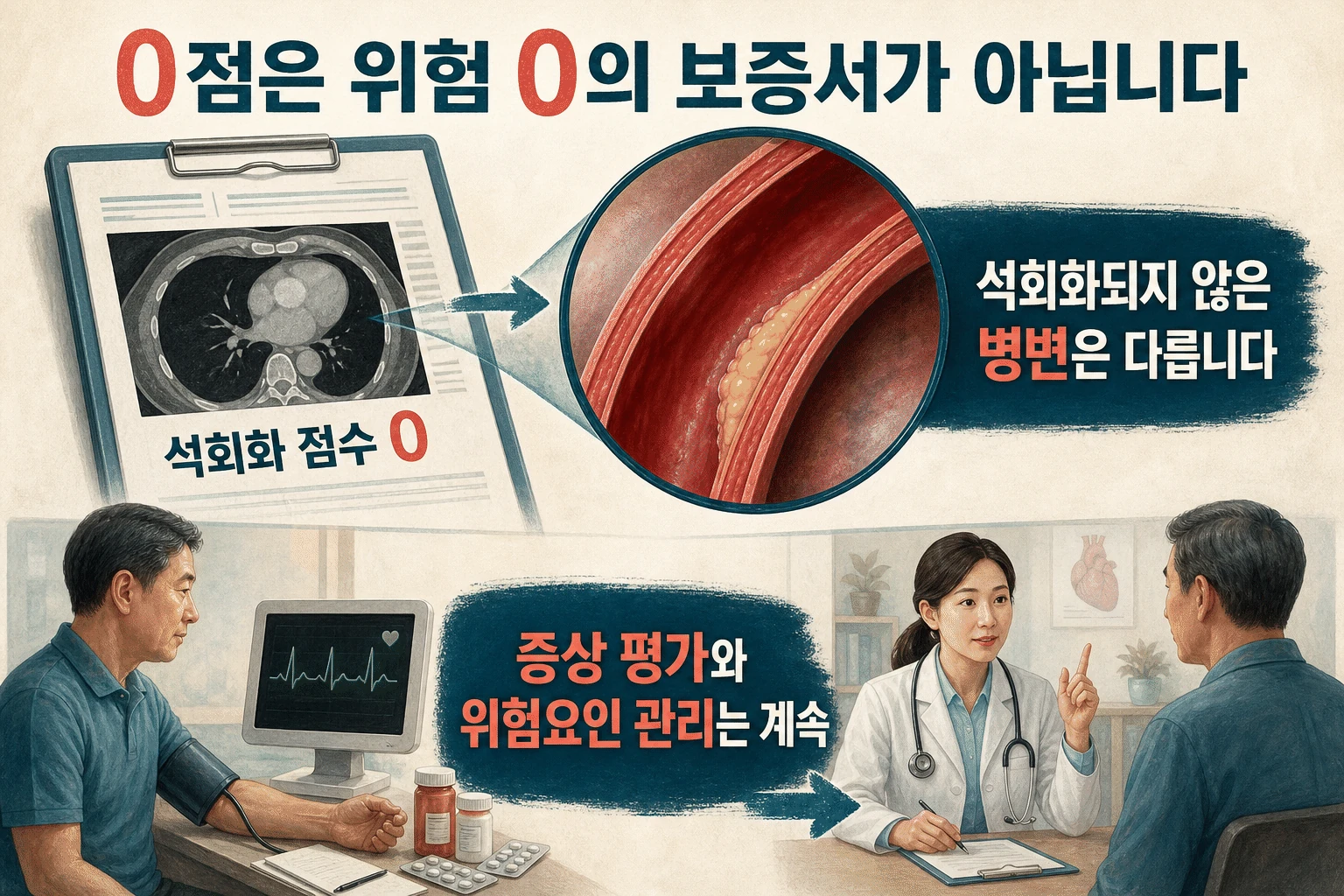 0점도 대신하지 못하는 판단 내용을 설명하는 건강 정보 그림