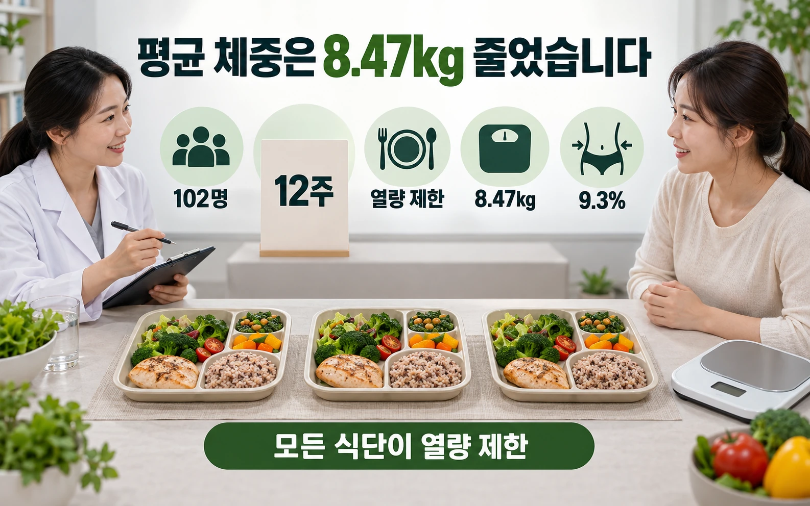 평균 체중은 8.47kg 줄었습니다