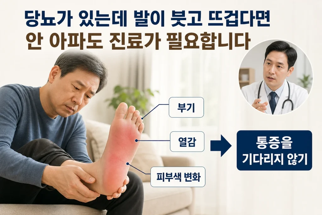당뇨가 있는데 발이 붓고 뜨겁다면, 안 아파도 진료가 필요합니다의 비교와 판단 기준