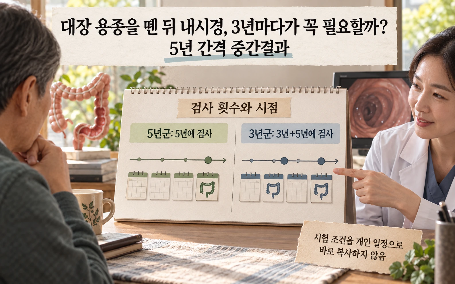 두 군의 내시경 검사 시점 비교