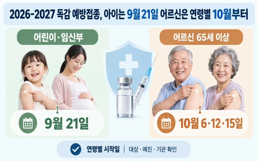 2026-2027 독감 예방접종, 아이는 9월 21일 어르신은 연령별 10월부터 핵심 요약
