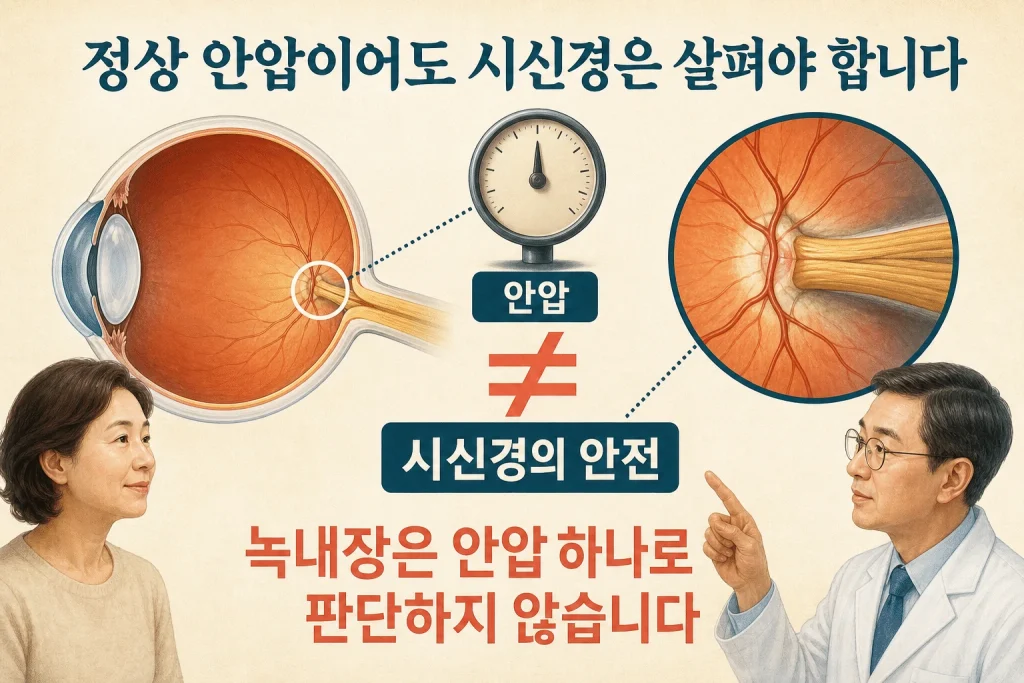 안압이 정상인데 녹내장이라니, 검사에서 보는 것은 따로 있습니다 핵심 내용을 보여주는 대표 이미지