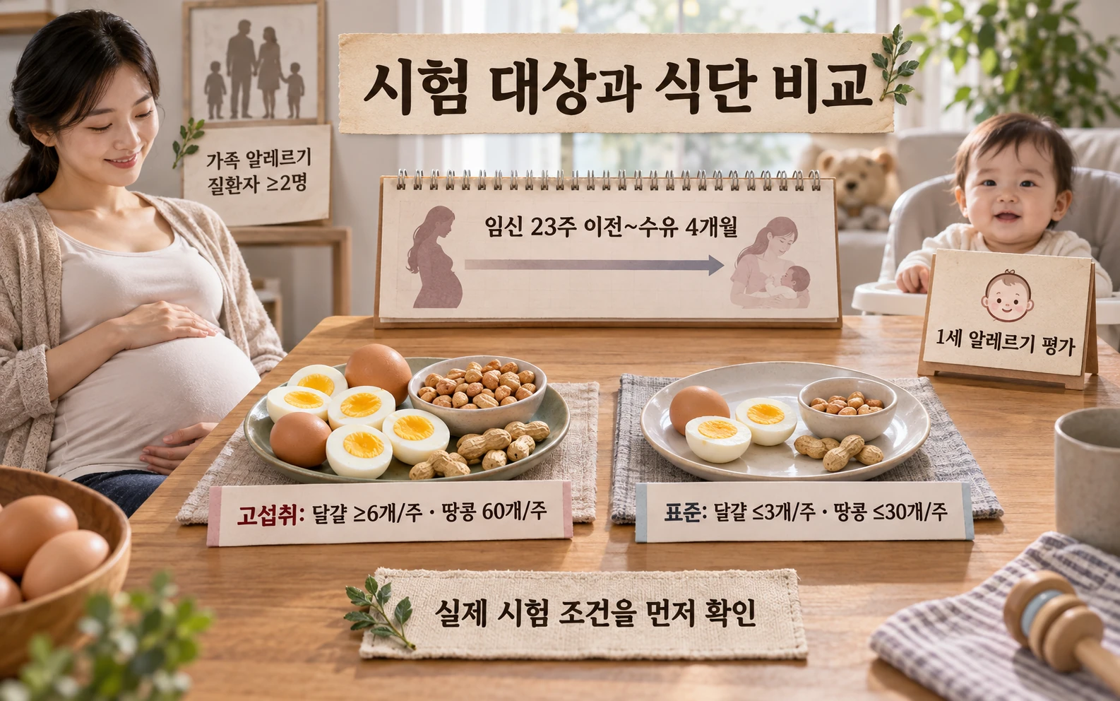 시험 대상과 두 식단 비교