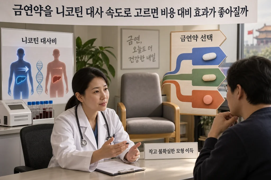 금연약을 니코틴 대사 속도로 고르면 비용 대비 효과가 좋아질까 연구 결과와 적용 한계를 보여주는 1번째 인포그래픽