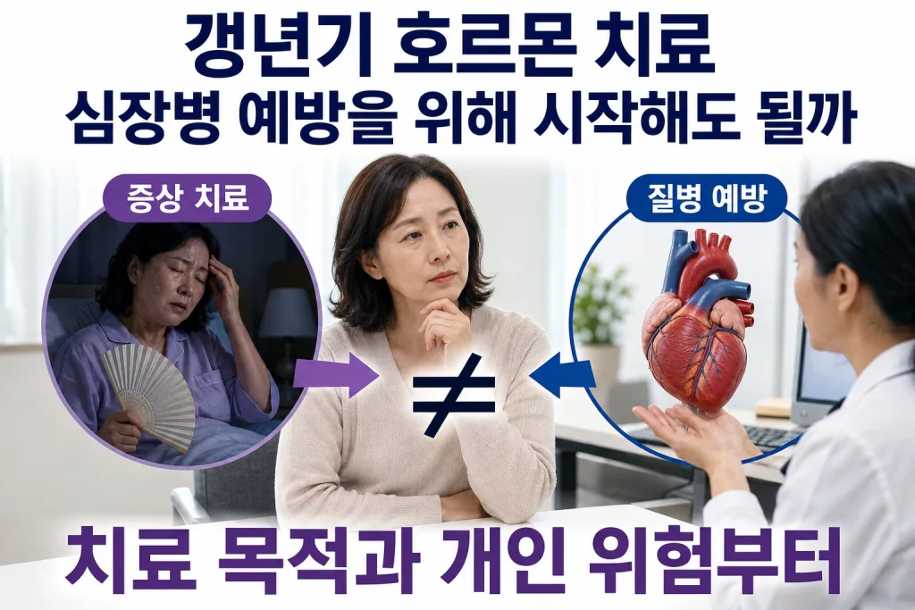 갱년기 호르몬 치료, 심장병 예방을 위해 시작해도 될까의 비교와 판단 기준