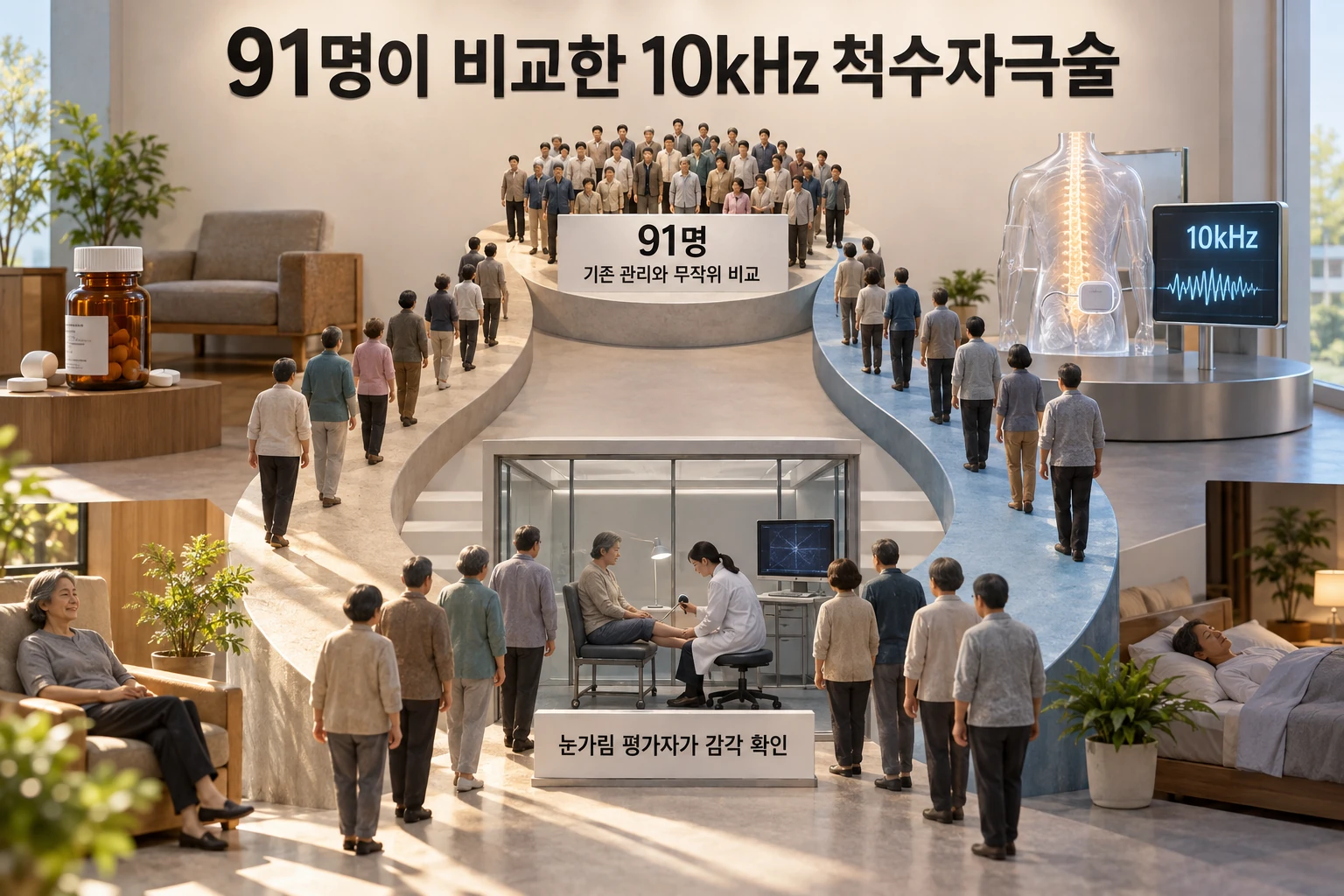 통증성 당뇨병 신경병증, 척수자극술은 통증뿐 아니라 감각도 좋아졌을까 연구 결과와 적용 한계를 보여주는 2번째 인포그래픽