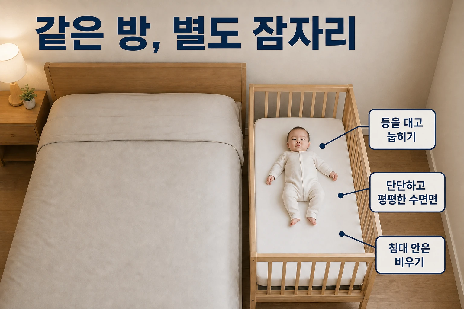 아기를 눕히는 공간의 점검의 비교와 판단 기준