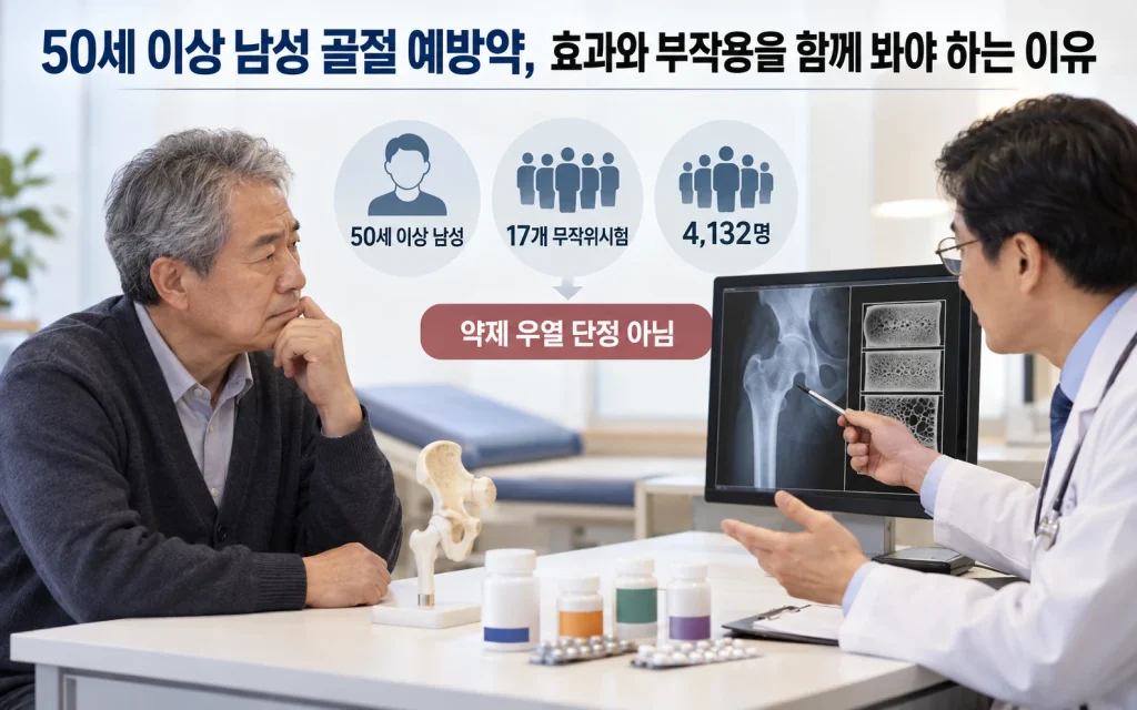 50세 이상 남성 골절 예방약, 효과와 부작용을 함께 봐야 하는 이유 연구 개요